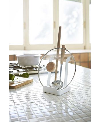 Yamazaki 2737 TOSCA Cookbook Stand, white, Steel/Wood, 19.5 x 18.5 x 20 cm