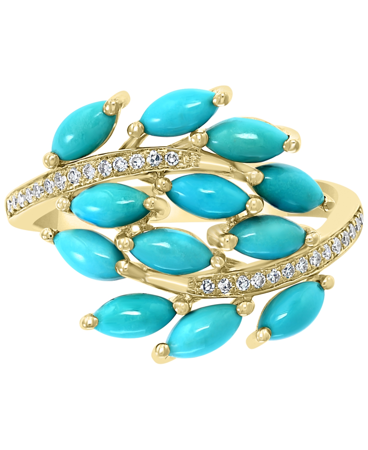 EffyCluster & Diamond (1/10 ct. t.w.) Statement Ring in 14k Gold - Turquoise