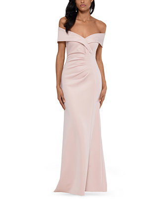 XSCAPE Off-The-Shoulder Ruched Gown & Reviews - Dresses - Women - Macy's