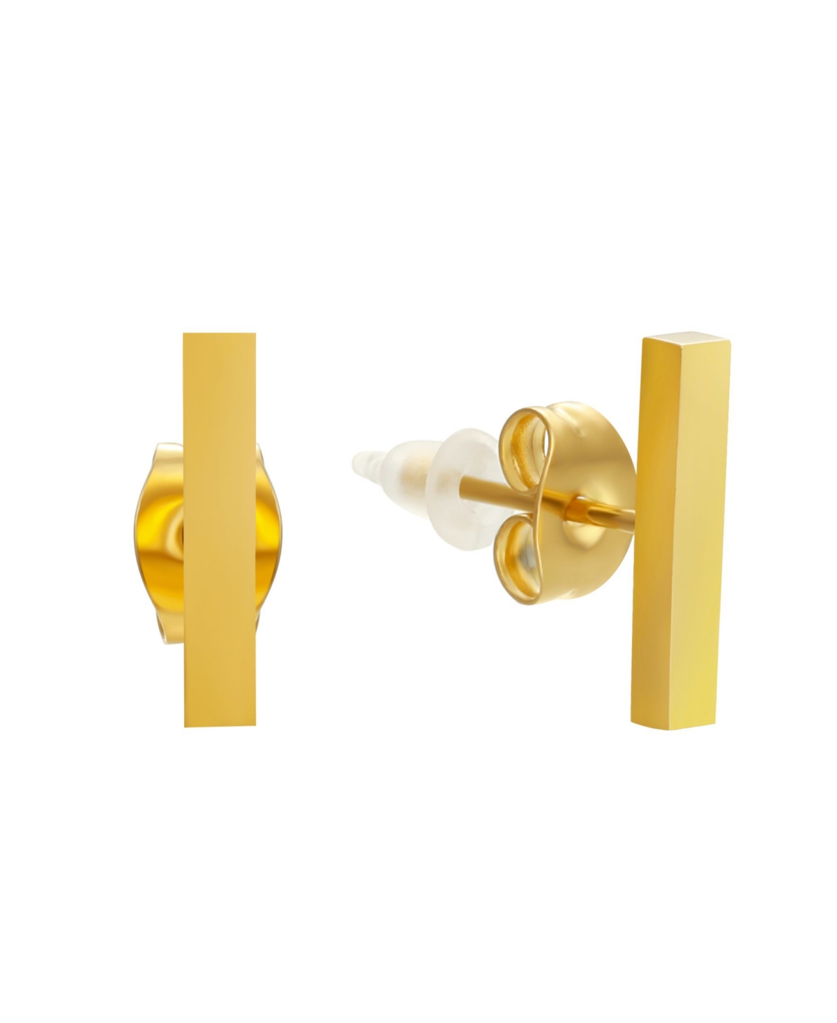 Stainless Steel 18K Gold Plated Small Bar Stud Earrings - Gold-Plated