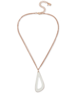 image of Robert Lee Morris Soho Rose Gold-Tone Patina Sculptural Open Pendant Necklace, 17