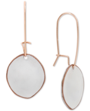 image of Robert Lee Morris Soho Rose Gold-Tone Patina Sculptural Disc Linear Drop Earrings