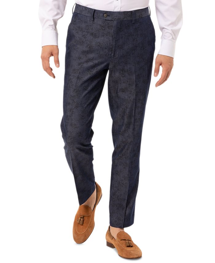Tallia Men's Slim-Fit Navy Paisley Suit Separate Pants & Reviews ...