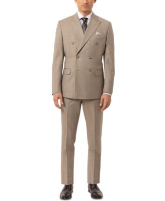 Tallia Men's Slim-Fit Olive Sharkskin Double&nbsp;Breas...