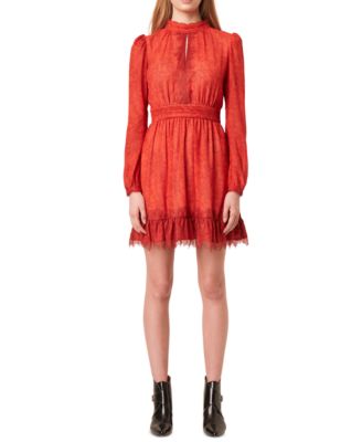 French Connection - Mock-Neck Lace-Overlay Dress