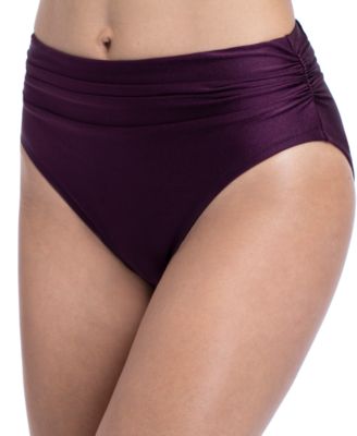 ruched high waisted bikini bottoms