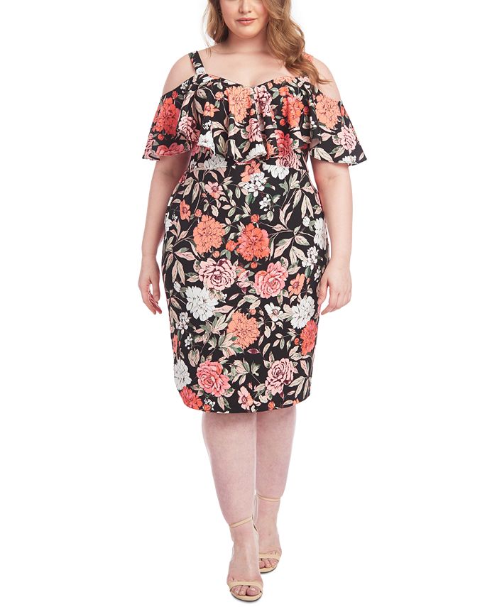 RACHEL Rachel Roy Trendy Plus Size Marcella Floral-Print Cold-Shoulder ...