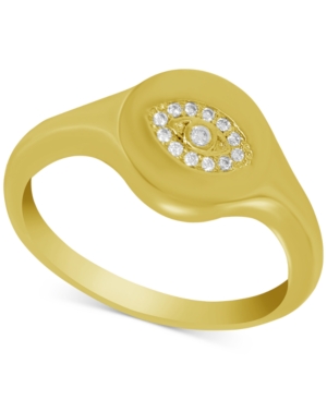 image of Essentials Crystal Evil Eye Ring in Gold-Plate
