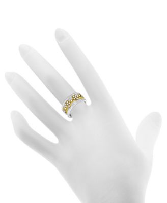 Floral Crystal Openwork Band Ring in Two-Tone Plate