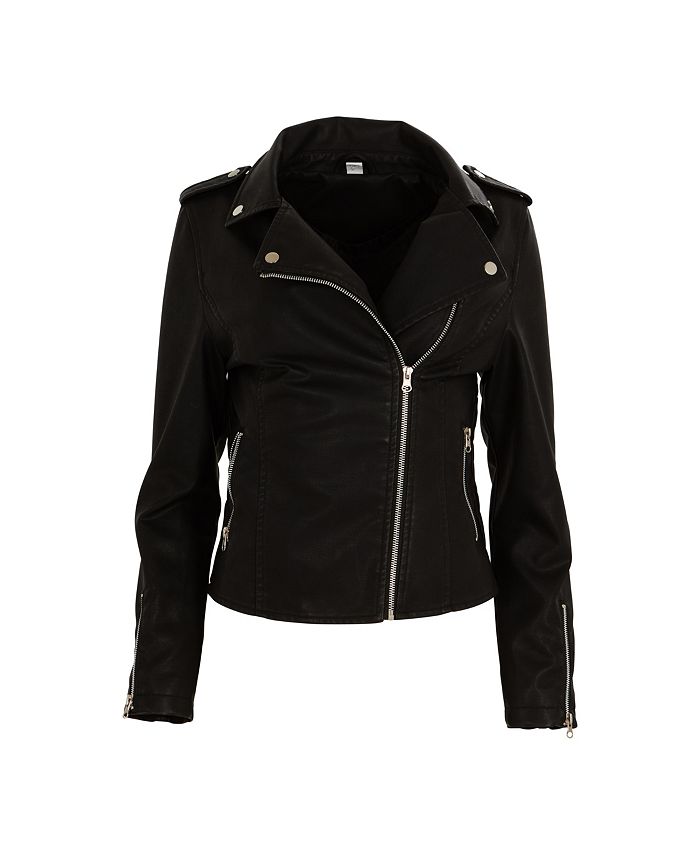 Therapy Women's Faux Leather Asymmetrical Moto Jacket - Macy's