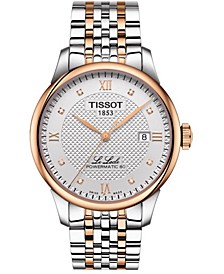 Unisex Swiss Automatic T-Classic Le Locle Powermatic 80 Diamond (1/20 ct. t.w.) Two-Tone Stainless Steel Bracelet Watch 39mm