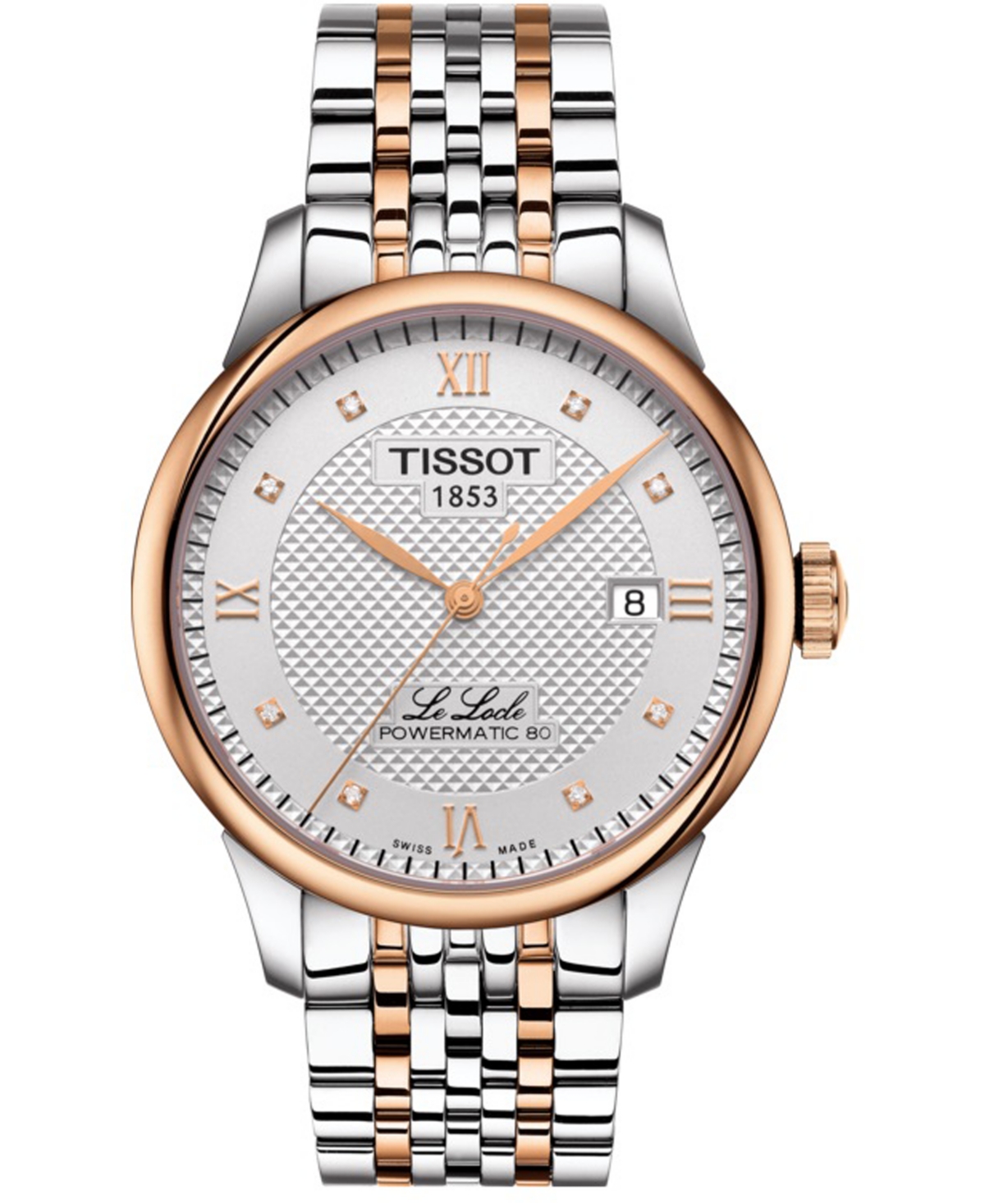 TISSOT UNISEX SWISS AUTOMATIC T-CLASSIC LE LOCLE POWERMATIC 80 DIAMOND (1/20 CT. T.W.) TWO-TONE STAINLESS S