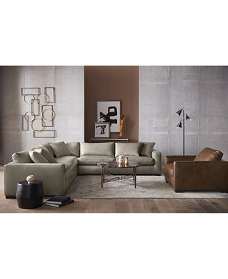 Furniture Chelby Leather Sectional Sofa, Nubuck Leather Sofa Reviews