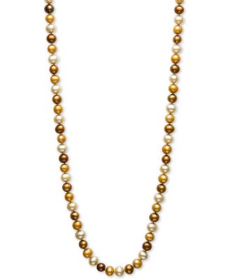 Macy's - Dyed Multi Chocolate Cultured Freshwater Pearl (6mm) 18" Collar Necklace