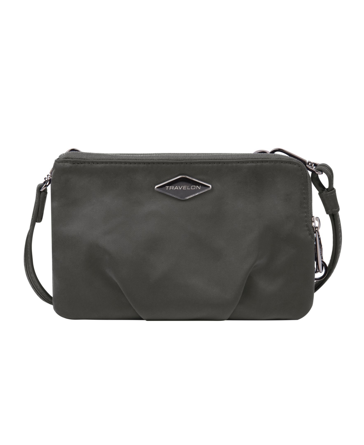 Anti-Theft Parkview Double Zip Crossbody Clutch - Charcoal