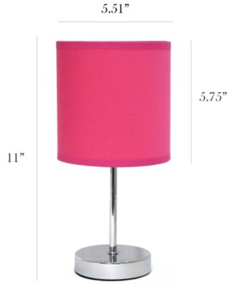 Simple Designs Chrome Mini Basic Table Lamp with Fabric Shade 2 Pack Set