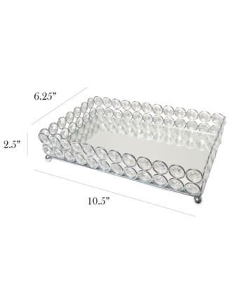 Elipse Crystal Decorative Mirrored Jewelry or Makeup Vanity Organizer Tray