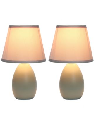 Simple Designs Mini Egg Oval Ceramic Table Lamp 2 Pack Set