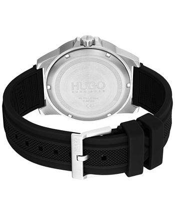 HUGO - Men's Chronograph #TWIST Black Silicone Strap Watch 42mm