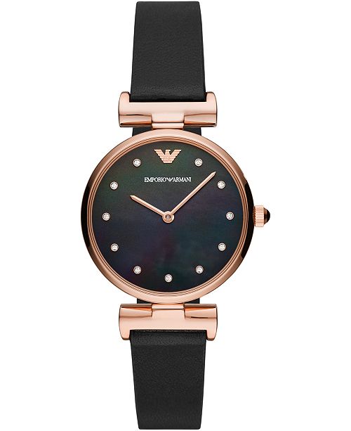 Emporio Armani Women S Reversible Black Brown Leather Strap Watch 32mm Reviews Watches Jewelry Watches Macy S