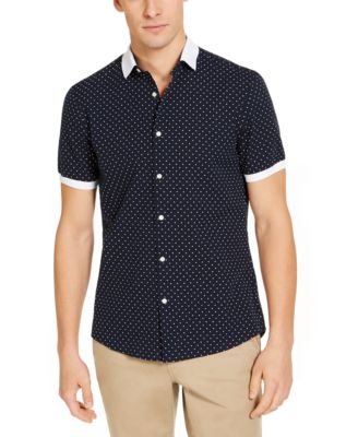 michael kors men's stretch gingham check shirt