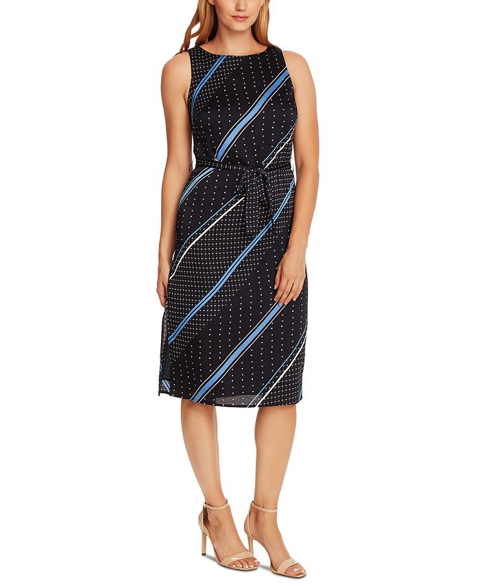 Vince Camuto Printed Belted Dress - Macy's