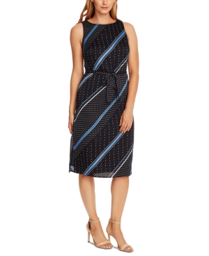 VINCE CAMUTO PRINTED BELTED DRESS