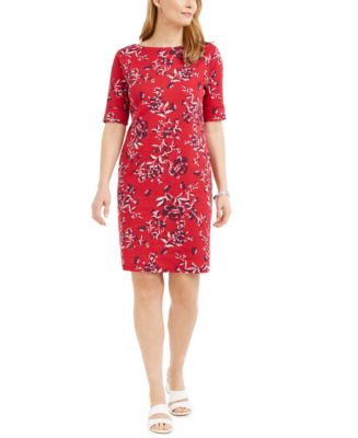 Karen Scott Petite Printed Boat-Neck Dress, Created for Macy's - Macy's