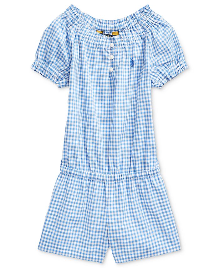 Polo Ralph Lauren Toddler Girls Gingham Cotton Poplin Romper Macy's