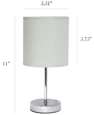 Simple Designs Chrome Mini Basic Table Lamp with Fabric Shade 2 Pack Set