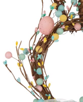 Easter Bunny Shaped Wreath with Eggs Satin Ribbon Bow