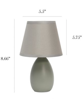Simple Designs Mini Egg Oval Ceramic Table Lamp 2 Pack Set