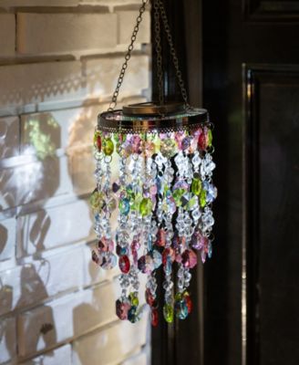 Solar Lighted Hanging Decor with Multicolored Acrylic Jewel Beads