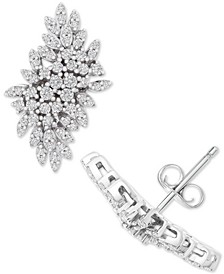 Diamond Cluster Statement Earrings (1 ct. t.w.) in 14k White Gold, Created for Macy's