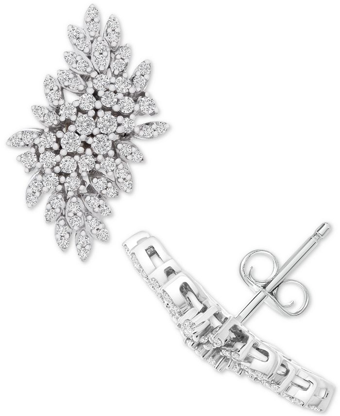 Wrapped in Love - Diamond Cluster Statement Earrings (1 ct. t.w.) in 14k White Gold