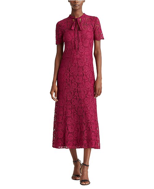 Lauren Ralph Lauren Lace TieNeck Dress & Reviews Dresses Women