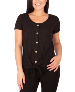 image of Ny Collection Textured Tie-Hem Blouse
