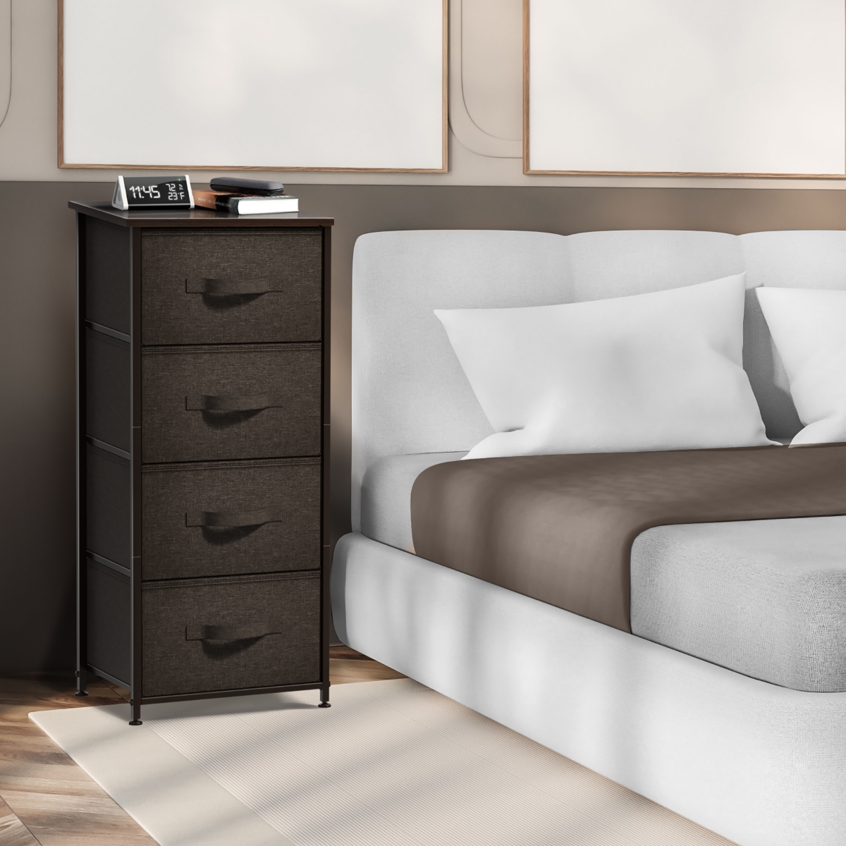 Sorbus 4 Drawers Chest Nightstand - Storage for Closet, Home, College Dorm Features Steel Frame, Wood Top