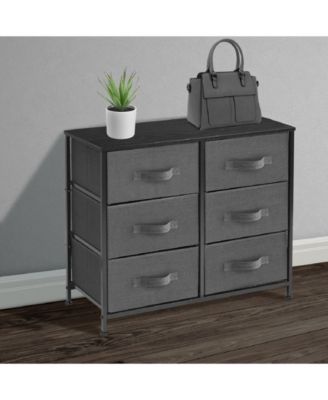 6 Drawers Dresser- Storage Unit with Steel Frame, Wood Top, Fabric Bins - for Bedroom, Closet, Office and more