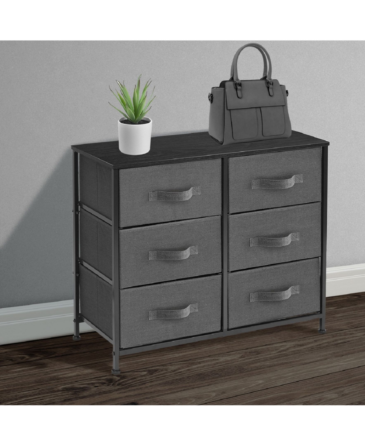 Sorbus 6 Drawers Dresser- Storage Unit with Steel Frame, Wood Top, Fabric Bins - for Bedroom, Closet