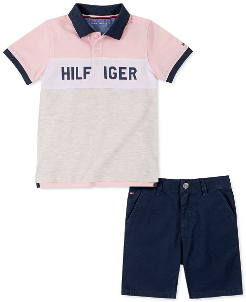 Tommy Hilfiger Baby Boys 2 Pc Colorblocked Polo Shirt Shorts