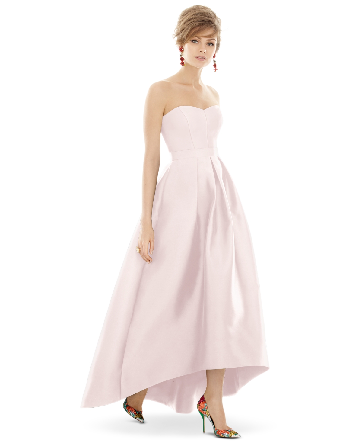 Alfred Sung Strapless High-Low Maxi Dress