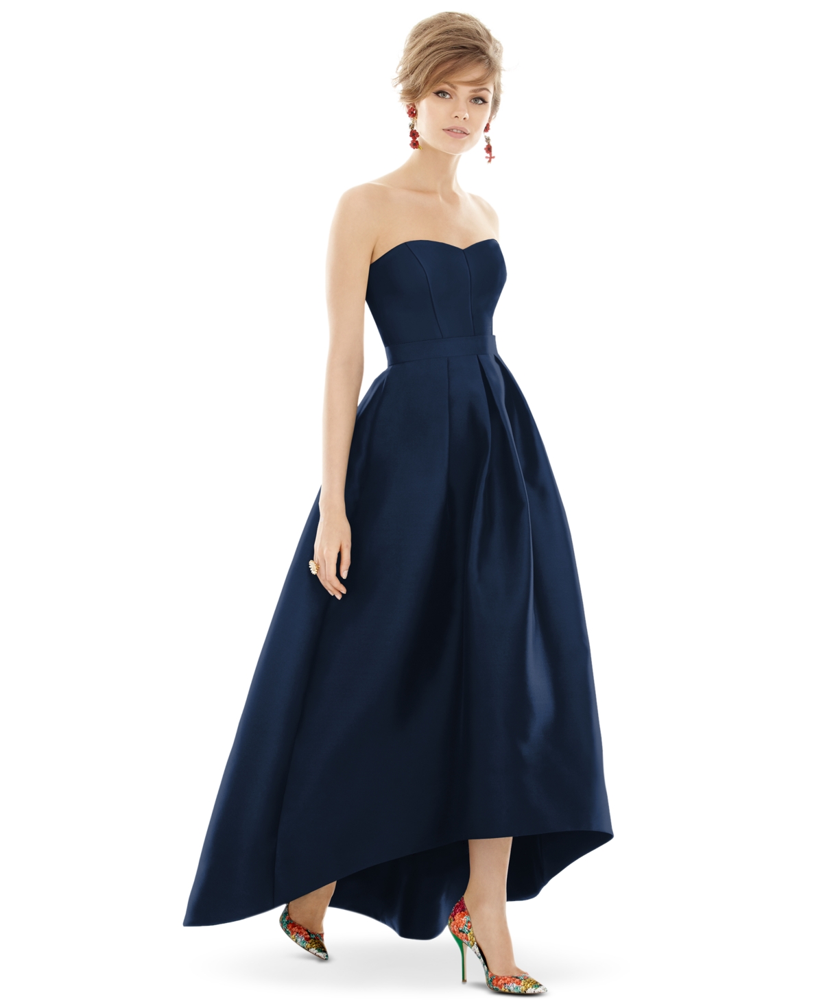 Alfred Sung Strapless High-Low Maxi Dress