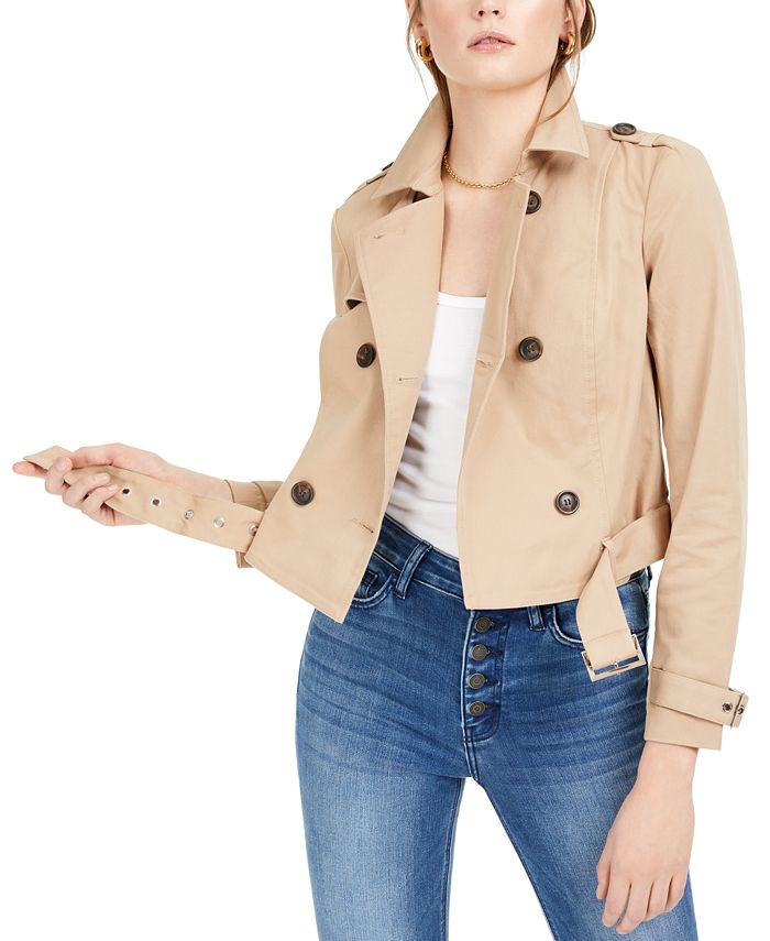 Bar III Cropped Trench Coat, Created for Macy's & Reviews 