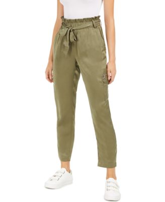 Bar III - Elastic-Waist Belted Pants