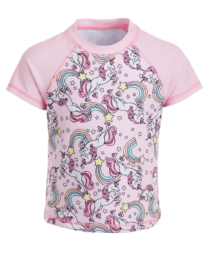 Miken Toddler Girls Unicorn-Print Short-Sleeve Rash Guard