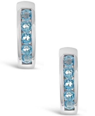 Swiss Blue Topaz (9/10 ct. t.w.) Huggie Hoop Earrings in Sterling Silver (Also Available in Citrine or Amethyst)