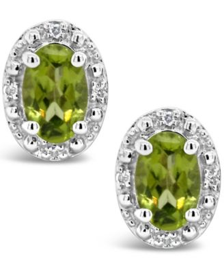 Gemstone and Diamond Accent Stud Earrings in Sterling Silver