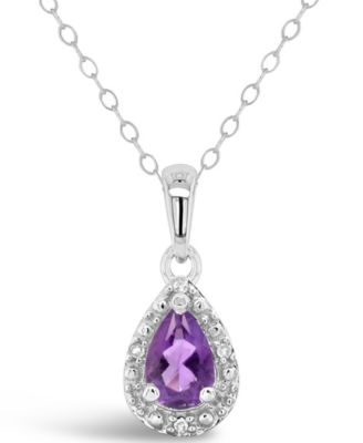 Gemstone and Diamond Accent Pendant Necklace in Sterling Silver