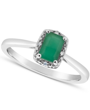 image of Emerald (5/8 ct. t.w.) and Diamond Accent Ring in Sterling Silver